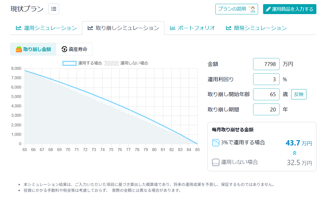 取り崩しシミュレーション